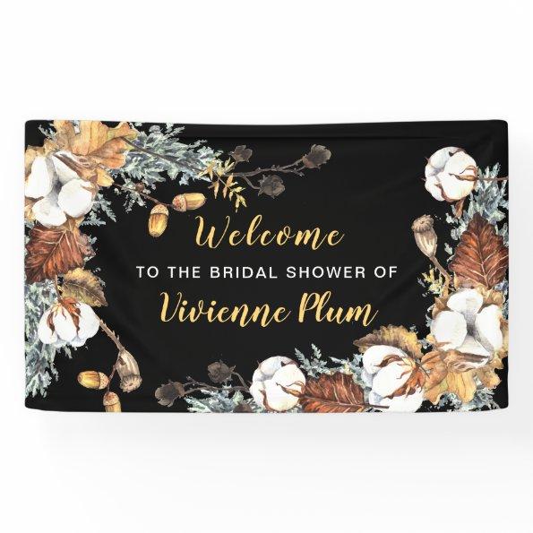 Autumn White Floral Bridal Shower Welcome Banner