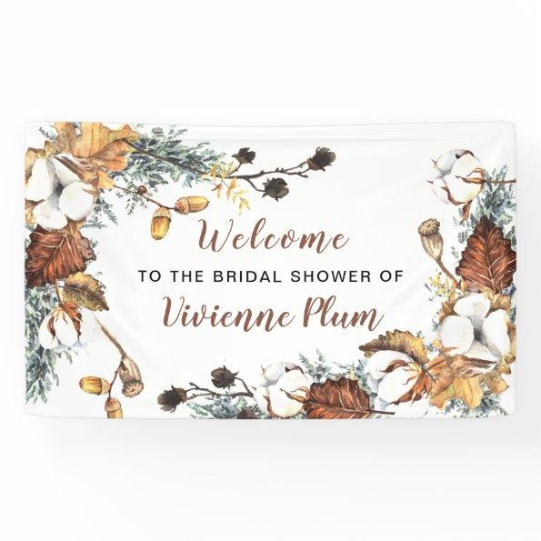 Autumn White Floral Bridal Shower Welcome Banner