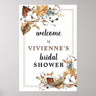 Autumn White Floral Bridal Shower Welcome Sign