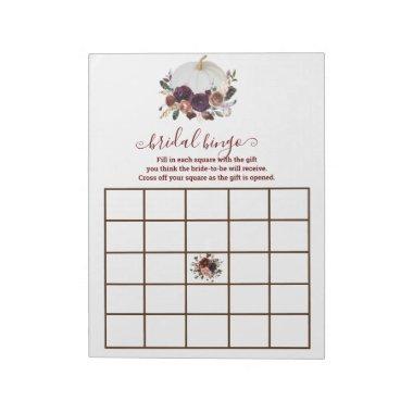 Autumn White Pumpkin Fall in Love Bingo Notepad