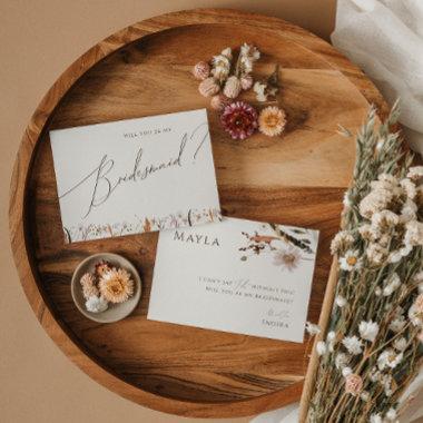 Autumn Wildflower Beige Bridesmaid Proposal Invitations
