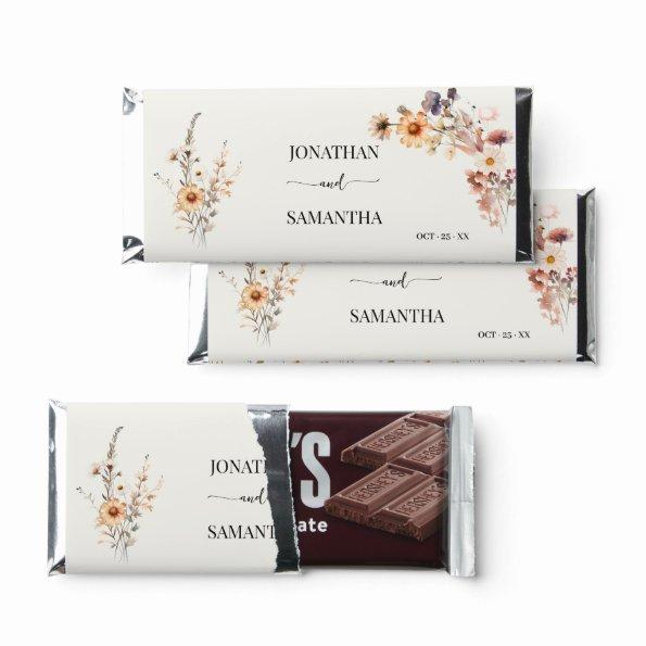 Autumn Wildflowers Boho  Wedding Hershey Bar Favors
