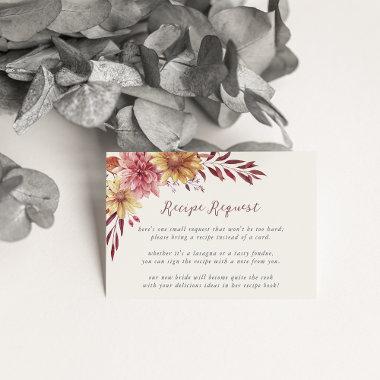 Autumn Wildflowers Bridal Shower Recipe Request Enclosure Invitations