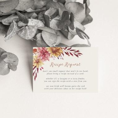 Autumn Wildflowers Bridal Shower Recipe Request Enclosure Invitations