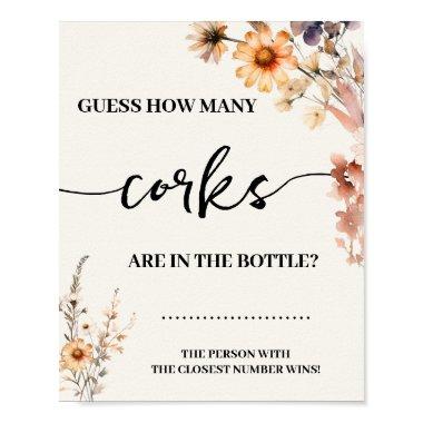 Autumn Wildflowers How Many Corks Shower Game Sign