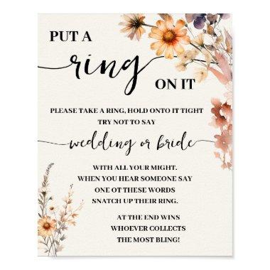 Autumn Wildflowers Put a Ring On Shower Game Sign