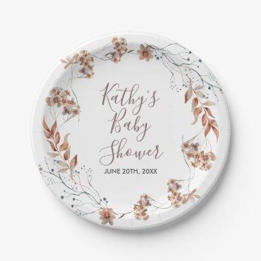 Autumn Wildflowers watercolor Paper Plates Party