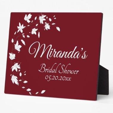 Autumn Wine & White Floral Bridal Shower Table Plaque