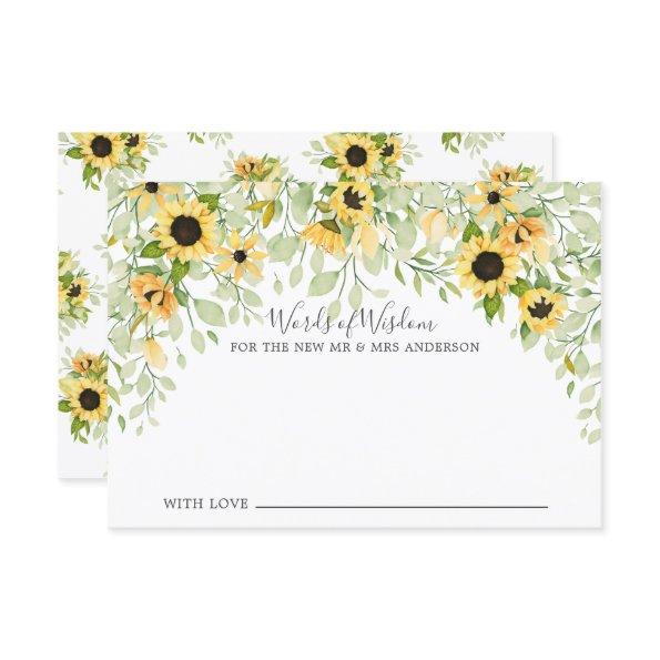 Autumn Yellow Sunflower Bride Words of Wisdom