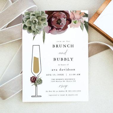 AVA Burgundy Succulent Brunch and Bubbly Champagne Invitations
