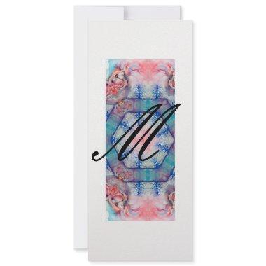 AVALON Abstract Monogram Soft Pink Blue Ice White Invitations