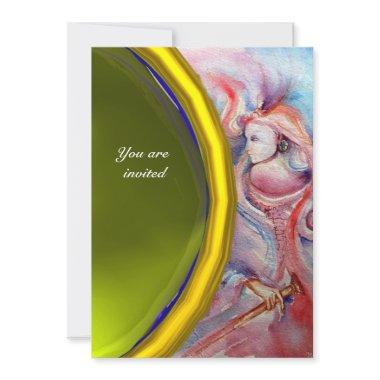 AVALON Pink Blue Yellow Gemstone Fantasy Invitations