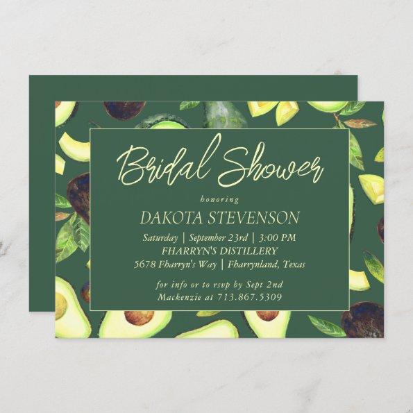 Avocado Blossoms | Dark Green Rustic Bridal Shower Invitations