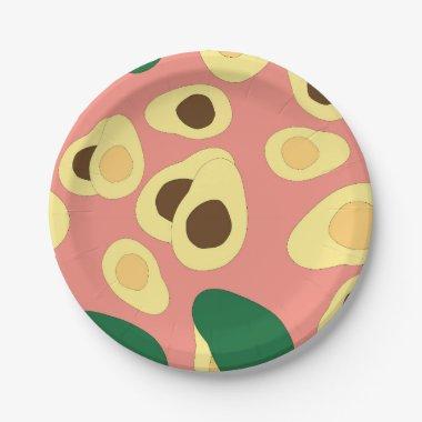 avocado fruit with pink background paper plates