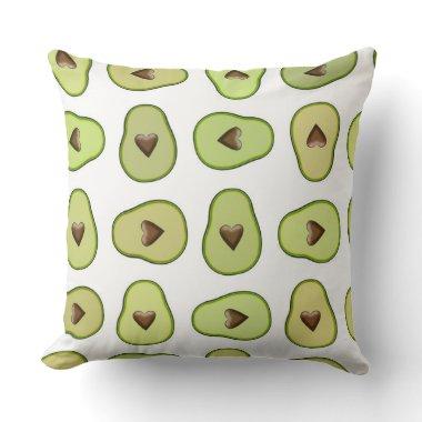 Avocado Heart Healthy Fruit Fun Whimsical Party Throw Pillow
