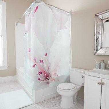 *~* Azalea Art Painting Flowers White Pink Shower Curtain