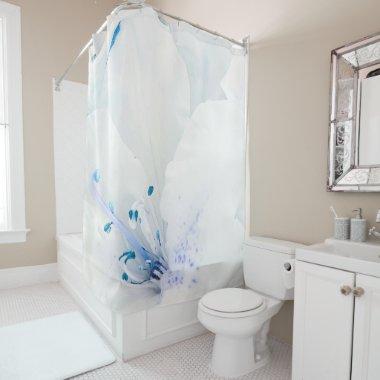 *~* Azalea Art Painting Flowers White Teal Shower Curtain