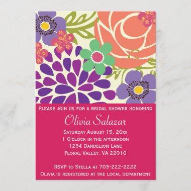 Azalea Floral Garden Bridal Shower Invitations