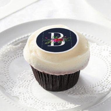 B Letter Initial Monogram Floral Name Initial Edible Frosting Rounds
