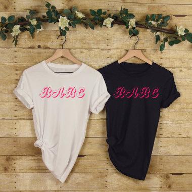 BABE-Retro Bridal Shower-Simple Bachelorette Party T-Shirt