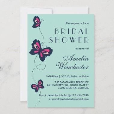 Baby Blue Butterfly Swirls Wedding Invitations