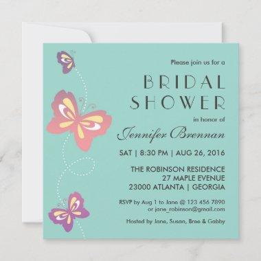 Baby Blue Butterfly Swirls Wedding Invitations