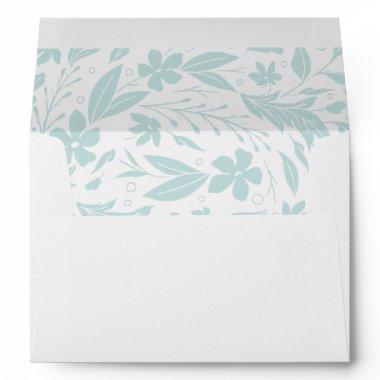 Baby Blue Floral Liner with Return Address Envelope