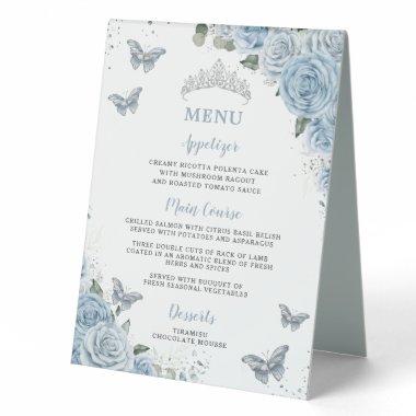 Baby Blue Floral Menu Signature Cocktails Bar XV Table Tent Sign