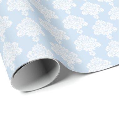 Baby Blue | White Damask Wrapping Paper