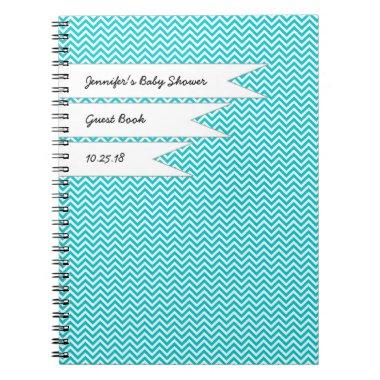 Baby  Guest Book Turquoise Chevron