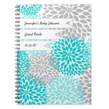 Baby Bridal Shower Guest Book turquoise gray