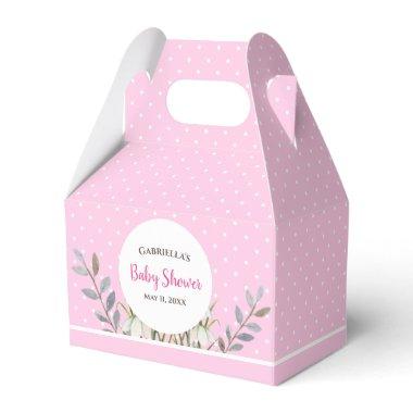 Baby Girl Shower White Snow Drops Pink Polka Dots Favor Boxes