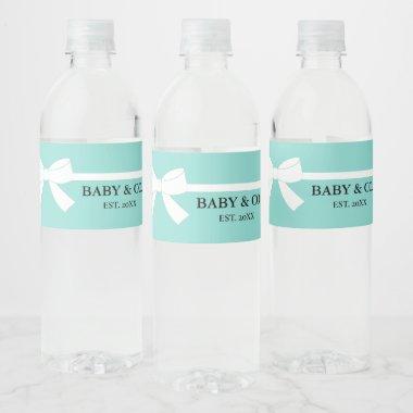 Baby Glam Teal Blue Sprinkle Shower Party Water Bottle Label