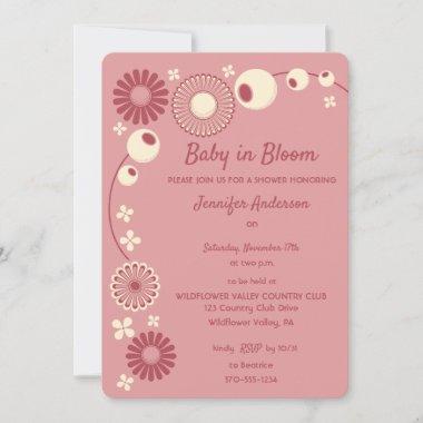 Baby in Bloom Mauve Pink Girl Baby Shower Invitations