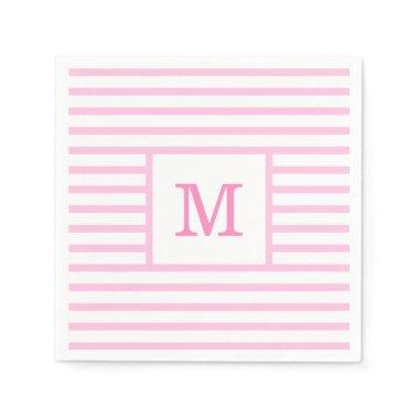 Baby Pink and White Stripes Custom Monogram Napkins