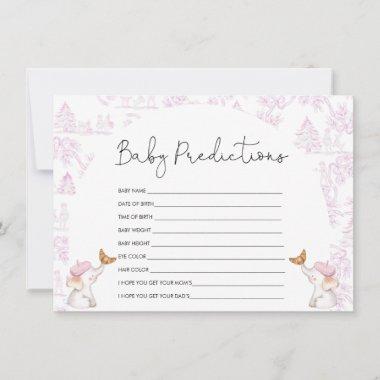 Baby Predictions Pink Toile Baby Shower Game Invitations