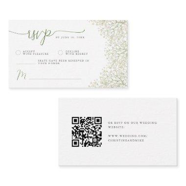 Baby’s Breath Minimalist Wedding RSVP | QR Code Enclosure Invitations