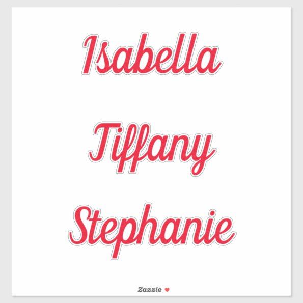 Baby Shower Birthdays Party Favor Name Label Red