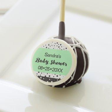 Baby Shower, black and white, green accent Cake Pops