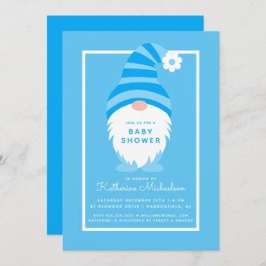 BABY SHOWER | Blue Stripe Gnome Invitations