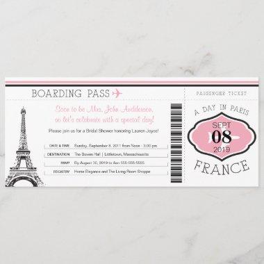 Baby Shower Boarding Pass to Paris Invitations