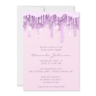 Baby Shower Bridal Sweet 16th Drips Pink Purple