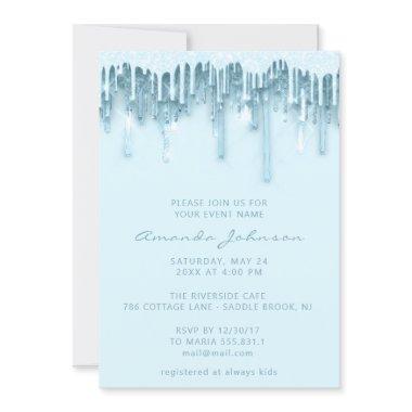 Baby Shower Bridal Sweet 16th Drips Spark Blue