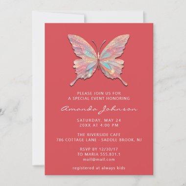 Baby Shower Butterfly Girl Sweet16th RoyalPrincess Invitations