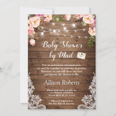 Baby Shower By Mail Rustic String Lights Floral Invitations