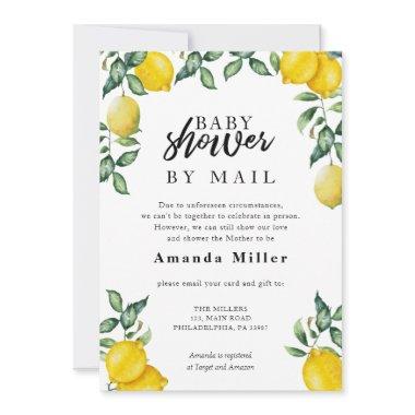 Baby Shower by mail with watercolor lemons Save The Date