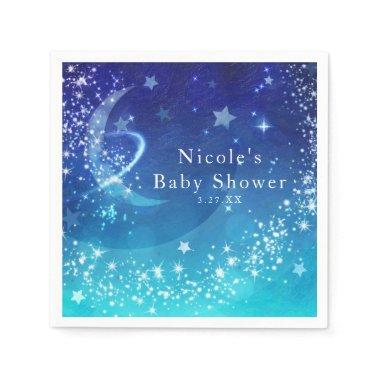 Baby Shower Celestial Moon Sparkle Sky Custom Napkins