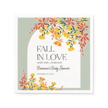 Baby Shower Fall In Love Autumn Floral Baby Napkins