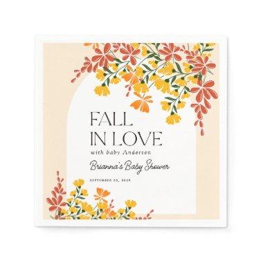 Baby Shower Fall In Love Autumn Floral Napkins