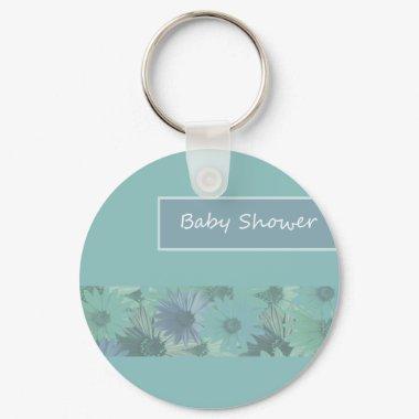 baby shower floral green keychain